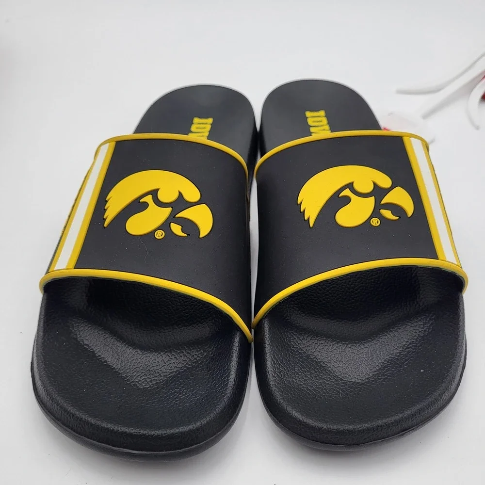 Iowa‎ Hawkeyes Molded Slides FOCO Men's Large 11-12 Black Team Stripe